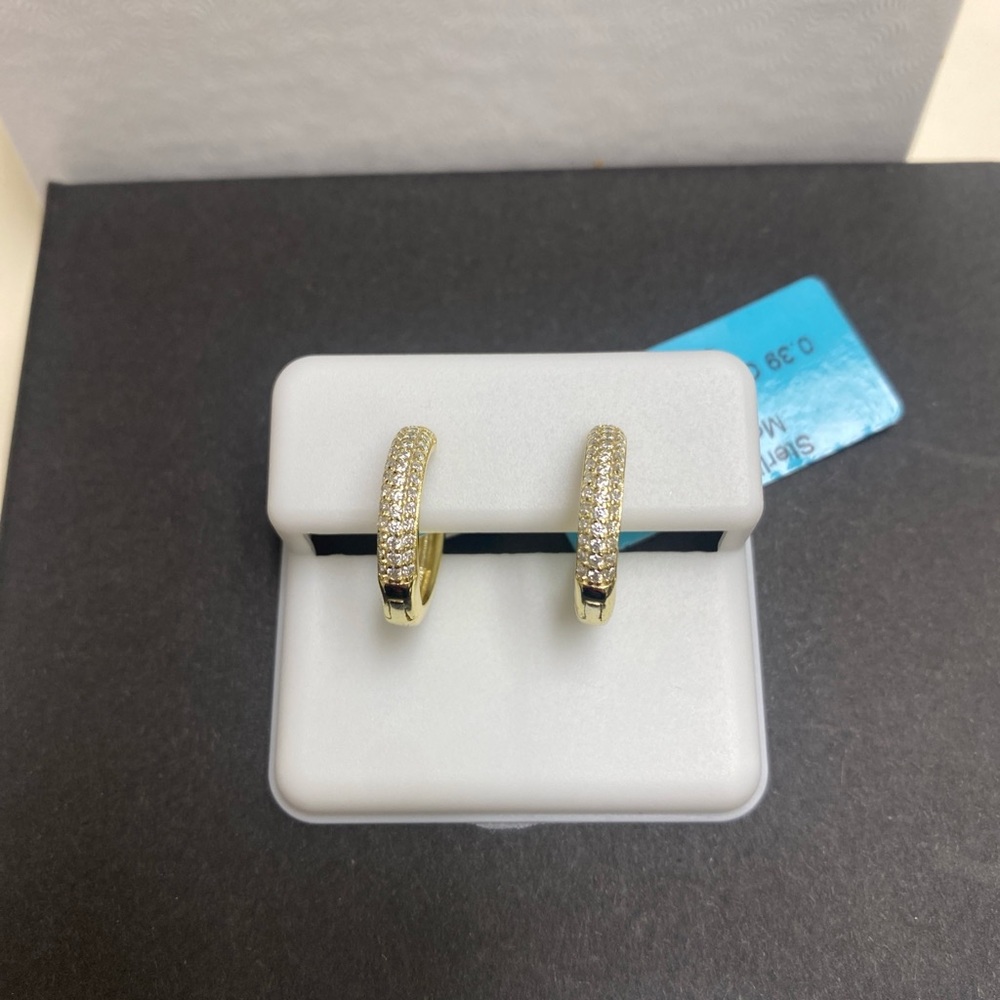 Gold over Silver Hoop Huggie Earrings